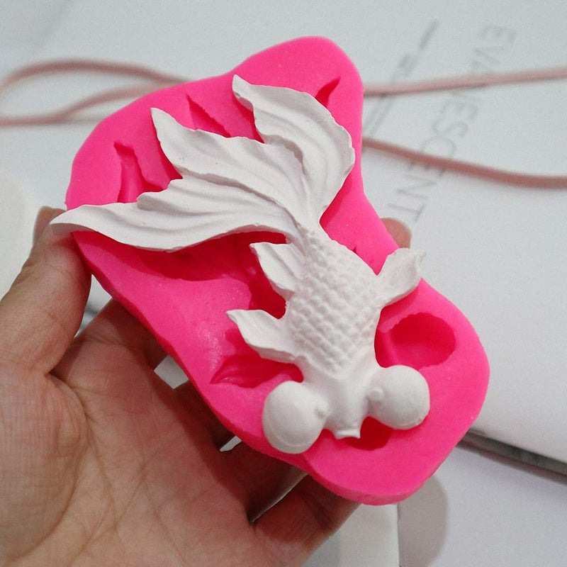 HiParty 2Pcs/Set Koi Fish & Goldfish Fondant Mold, Carp Silicone Molds for Chocolate Candy Cake Cupcake Decoration Gum Paste Polymer Clay Soap Resin Crayon Melts - Image 5